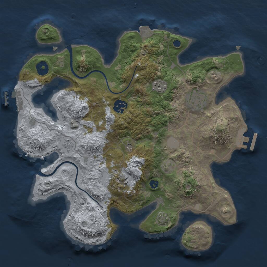 Rust Map: Procedural Map, Size: 3000, Seed: 699799395, 10 Monuments