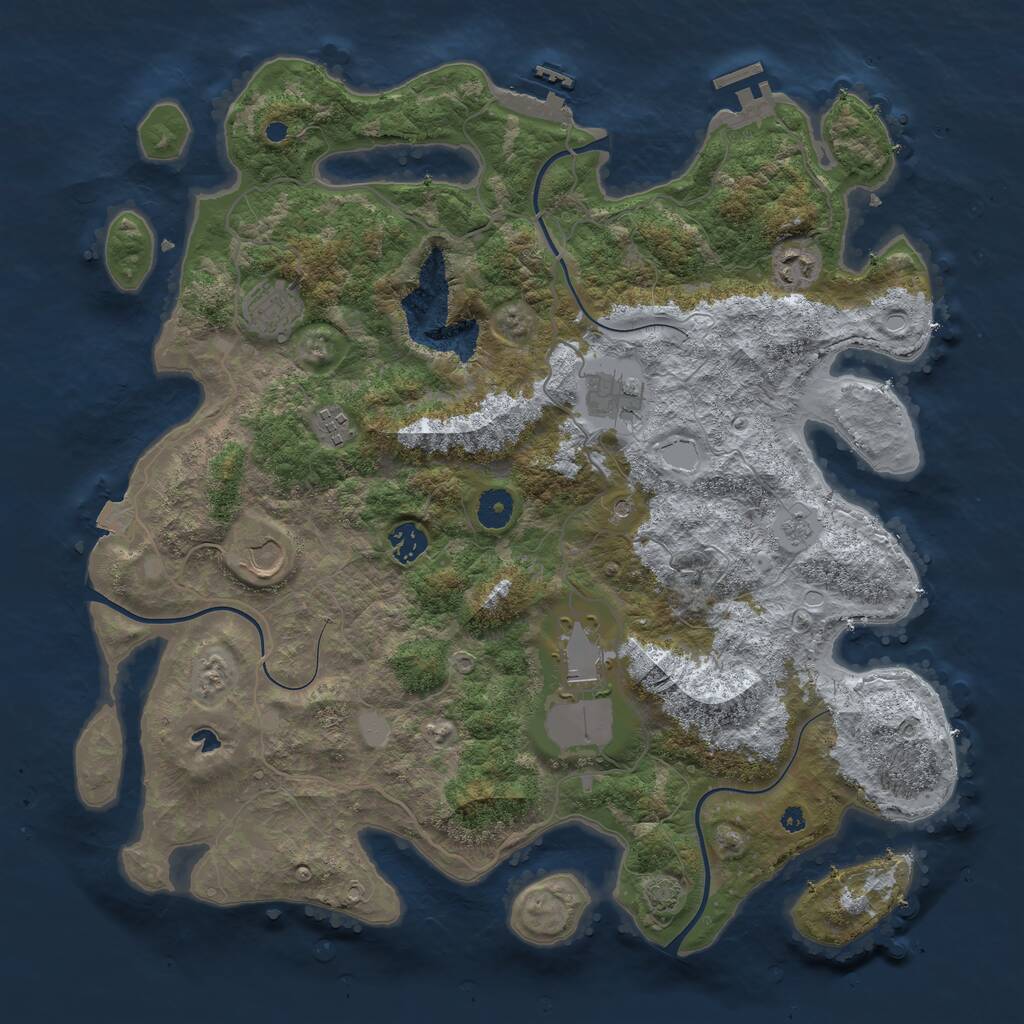 Rust Map: Procedural Map, Size: 4050, Seed: 427059072, 13 Monuments