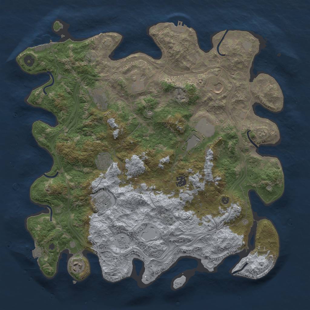 Rust Map: Procedural Map, Size: 4250, Seed: 684306102, 17 Monuments