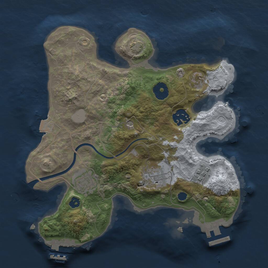Rust Map: Procedural Map, Size: 2500, Seed: 15035466, 9 Monuments