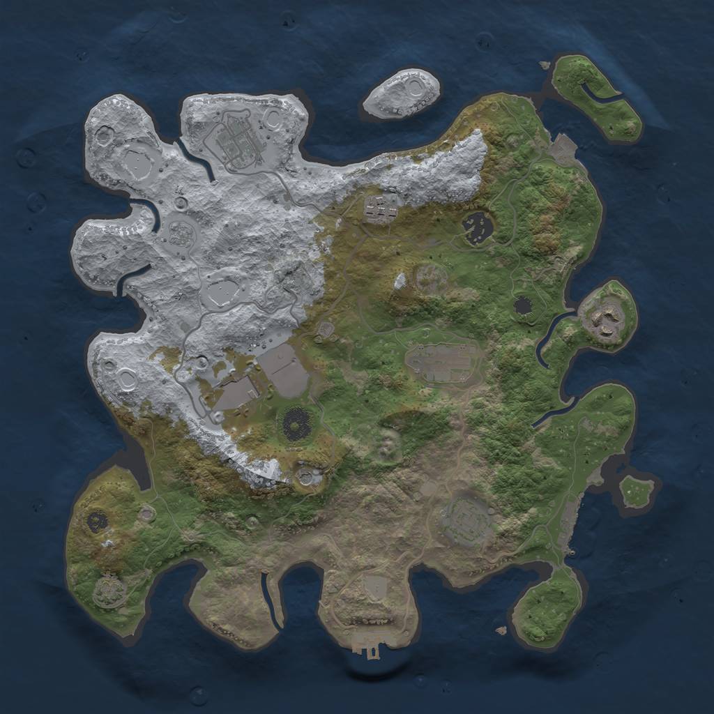 Rust Map: Procedural Map, Size: 3500, Seed: 1272158321, 15 Monuments
