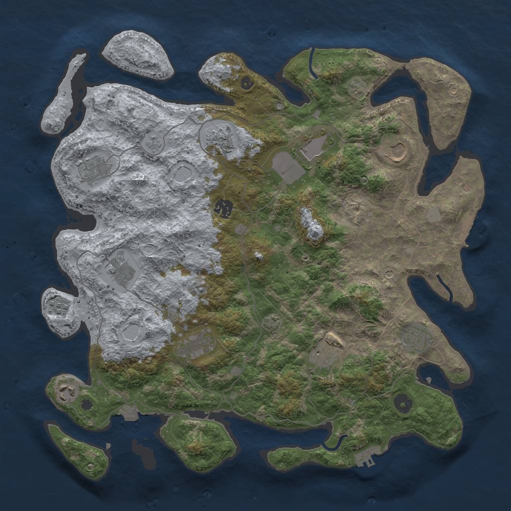 Rust Map: Procedural Map, Size: 4096, Seed: 32588, 19 Monuments