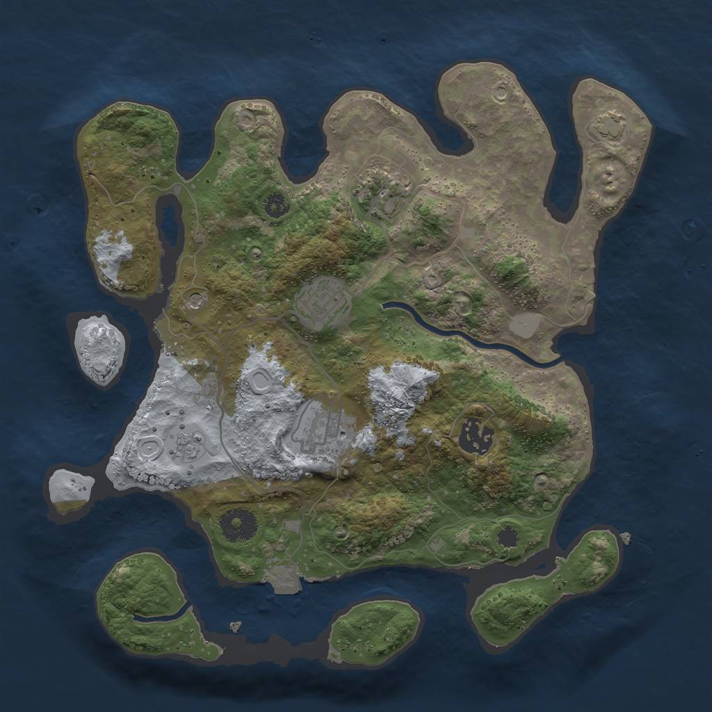 Rust Map: Procedural Map, Size: 3000, Seed: 18495, 10 Monuments