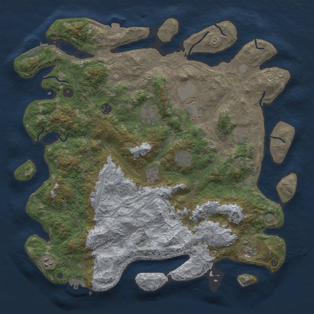 Rust Map: Procedural Map, Size: 4500, Seed: 5080, 17 Monuments