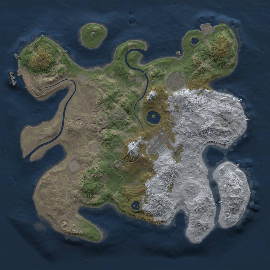 Rust Map: Procedural Map, Size: 3000, Seed: 27086, 7 Monuments