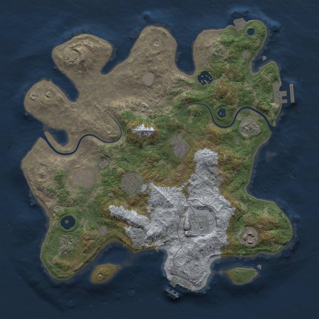 Rust Map: Procedural Map, Size: 3453, Seed: 55634322, 14 Monuments