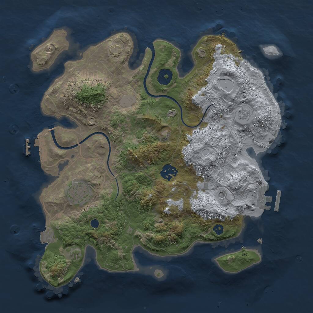 Rust Map: Procedural Map, Size: 3000, Seed: 1077888534, 8 Monuments