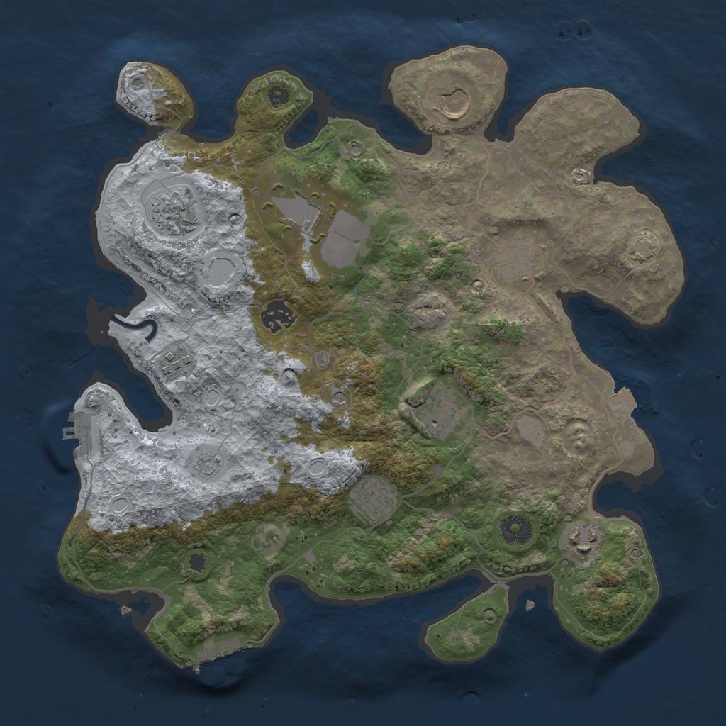 Rust Map: Procedural Map, Size: 3500, Seed: 366969, 17 Monuments