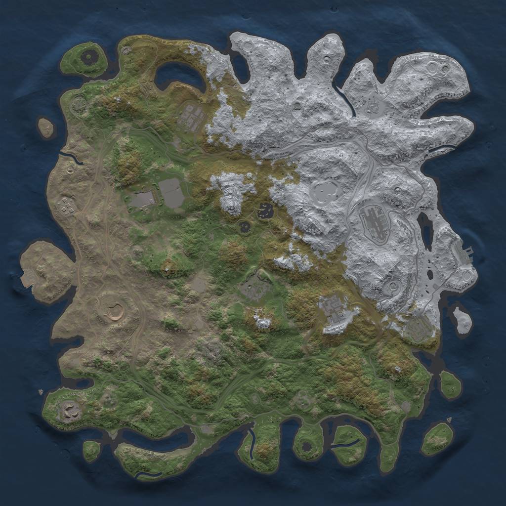 Rust Map: Procedural Map, Size: 4500, Seed: 876512, 17 Monuments