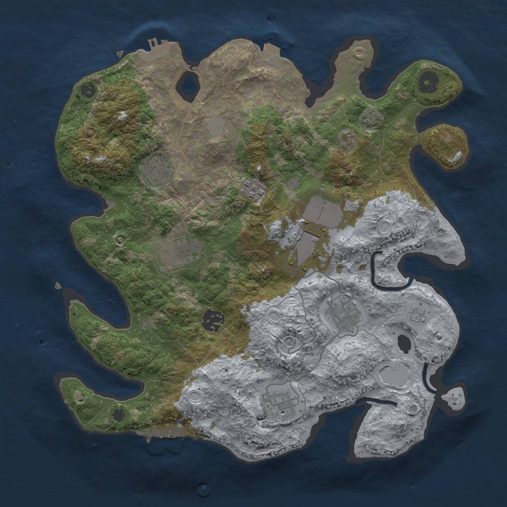 Rust Map: Procedural Map, Size: 3500, Seed: 720691595, 15 Monuments