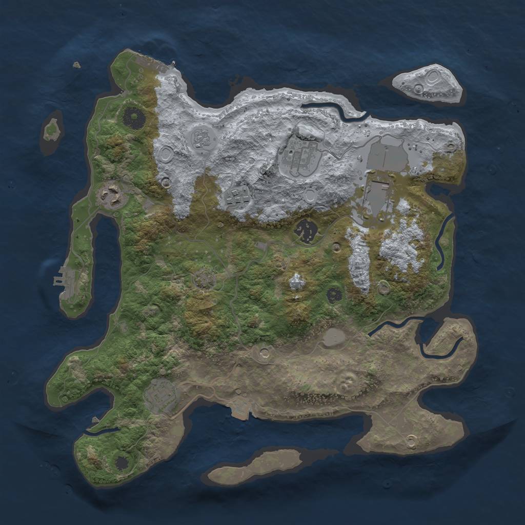 Rust Map: Procedural Map, Size: 3500, Seed: 2076248713, 14 Monuments