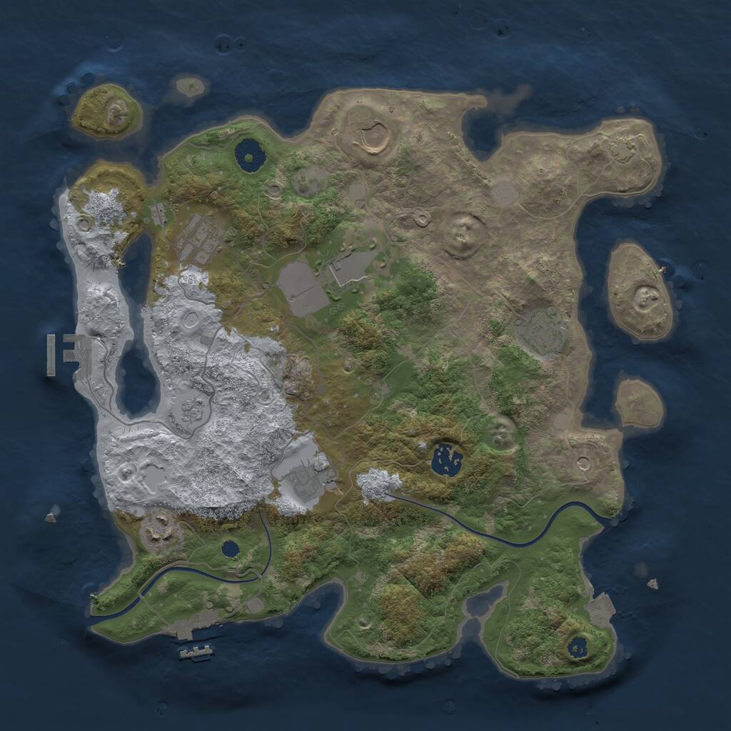 Rust Map: Procedural Map, Size: 3500, Seed: 974633528, 13 Monuments