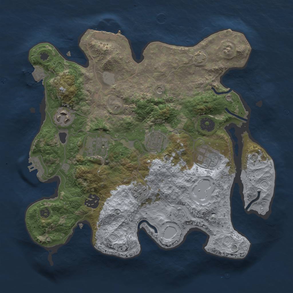 Rust Map: Procedural Map, Size: 3000, Seed: 1624384102, 14 Monuments