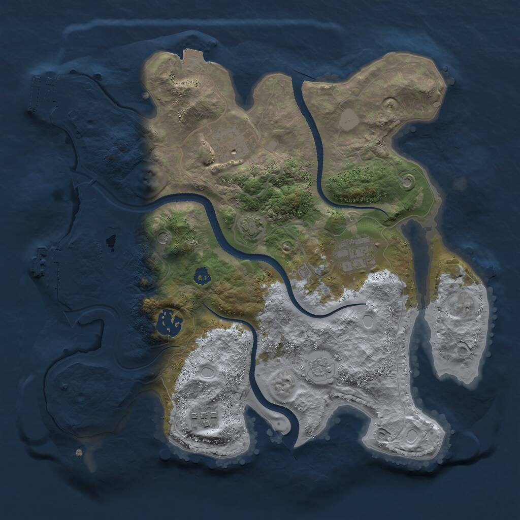 Rust Map: Procedural Map, Size: 3000, Seed: 1624384102, 10 Monuments