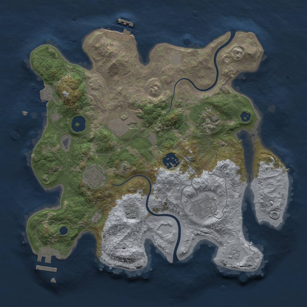 Rust Map: Procedural Map, Size: 3000, Seed: 1624384102, 11 Monuments