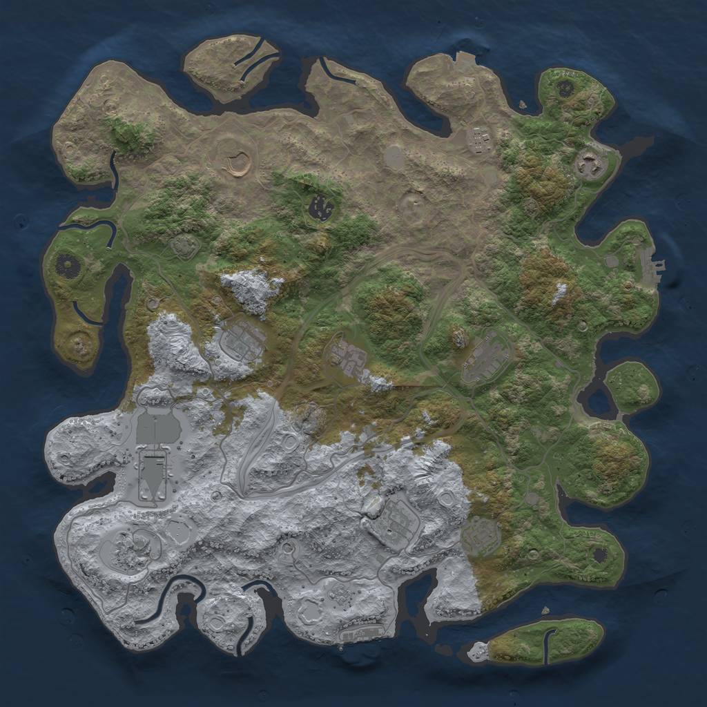 Rust Map: Procedural Map, Size: 4250, Seed: 1173211476, 19 Monuments