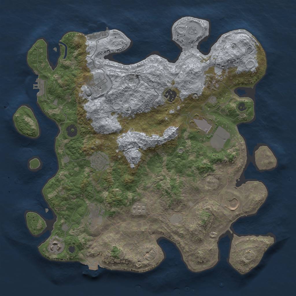 Rust Map: Procedural Map, Size: 3700, Seed: 21863589, 17 Monuments