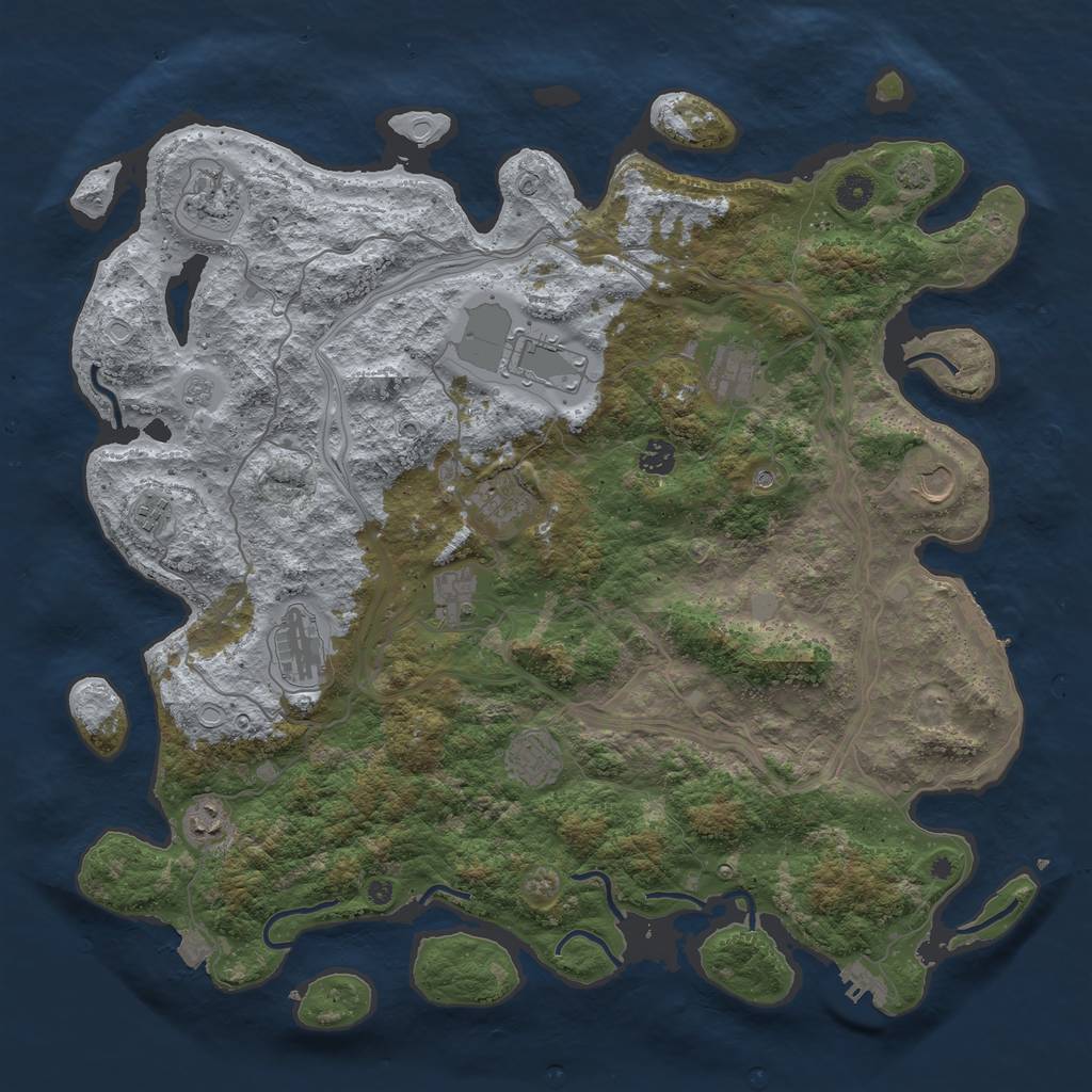 Rust Map: Procedural Map, Size: 4500, Seed: 15487963, 19 Monuments