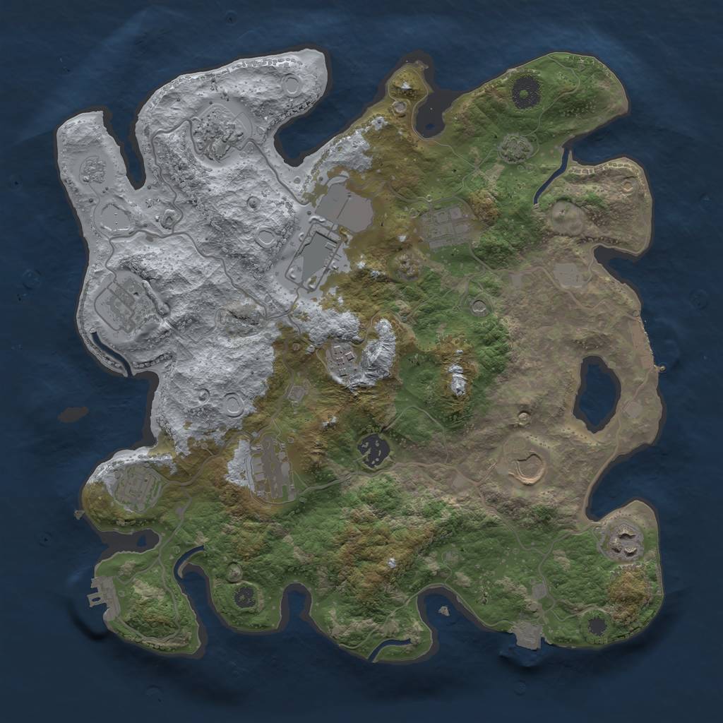 Rust Map: Procedural Map, Size: 3500, Seed: 1636643863, 18 Monuments