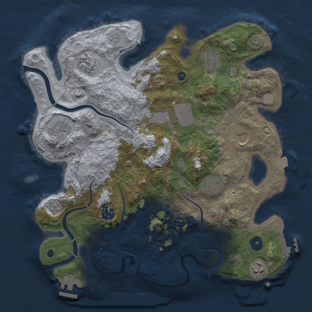 Rust Map: Procedural Map, Size: 3500, Seed: 1636643863, 16 Monuments