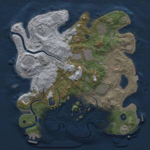 Thumbnail Rust Map: Procedural Map, Size: 3500, Seed: 1636643863, 16 Monuments