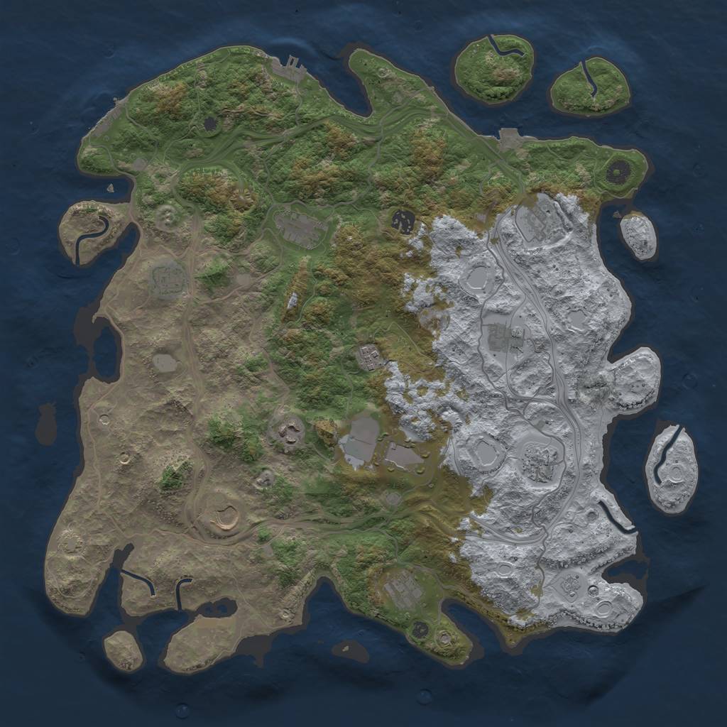 Rust Map: Procedural Map, Size: 4500, Seed: 1307853977, 19 Monuments