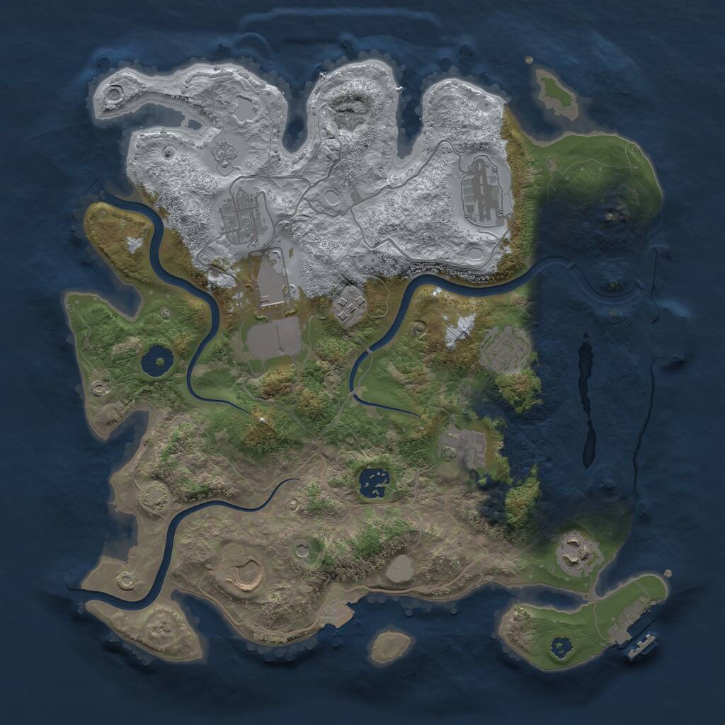 Rust Map: Procedural Map, Size: 3500, Seed: 1149609029, 15 Monuments
