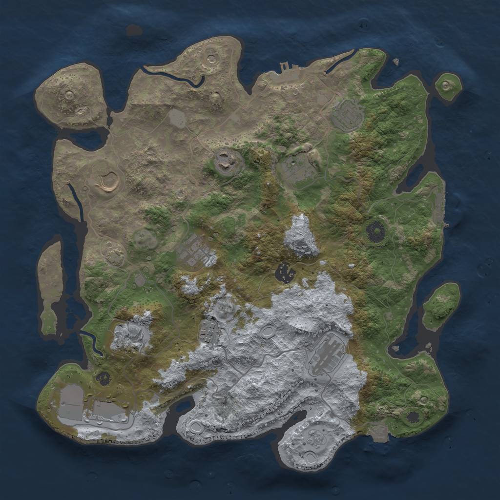 Rust Map: Procedural Map, Size: 3700, Seed: 1014076431, 18 Monuments