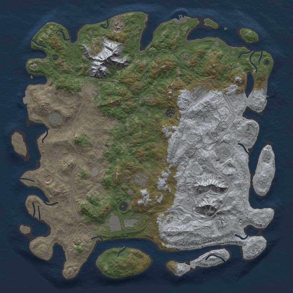 Rust Map: Procedural Map, Size: 5000, Seed: 67365345, 19 Monuments