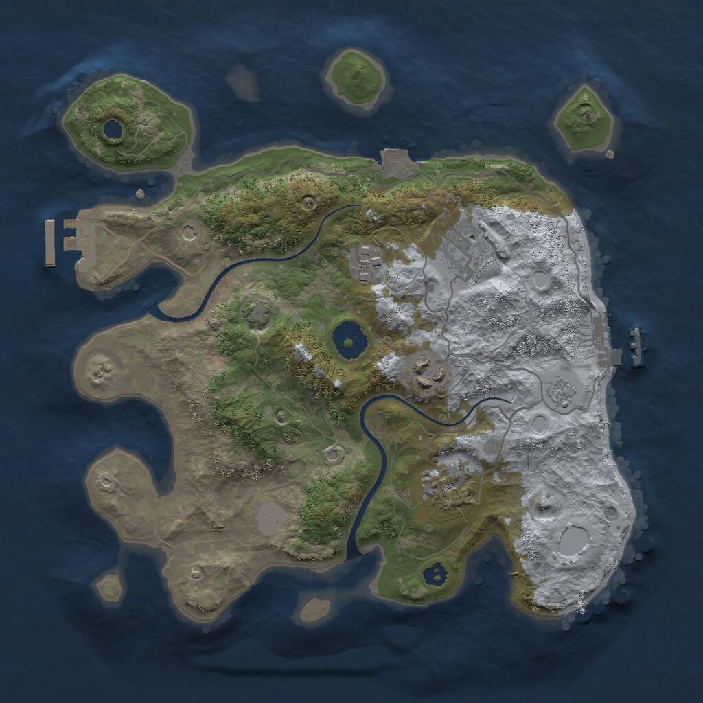 Rust Map: Procedural Map, Size: 3000, Seed: 1450191596, 10 Monuments