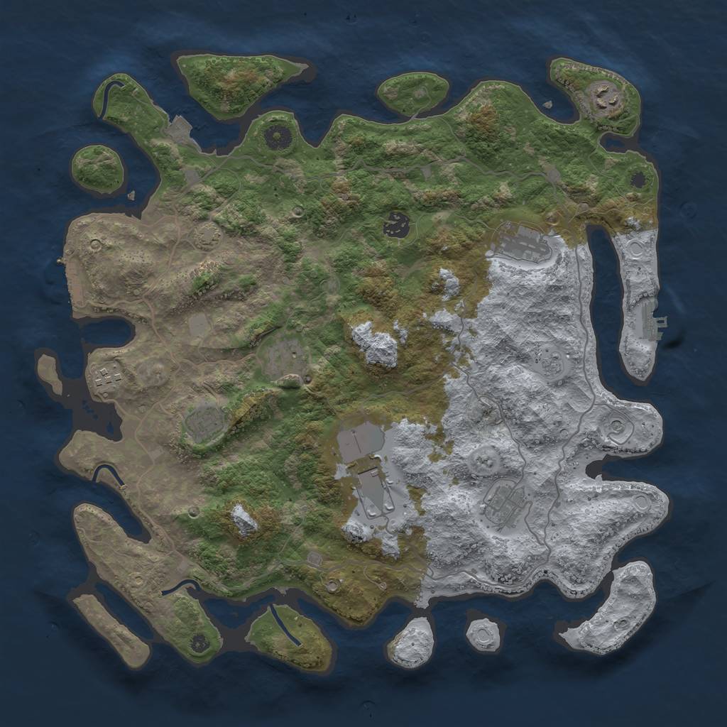 Rust Map: Procedural Map, Size: 4100, Seed: 45753, 16 Monuments