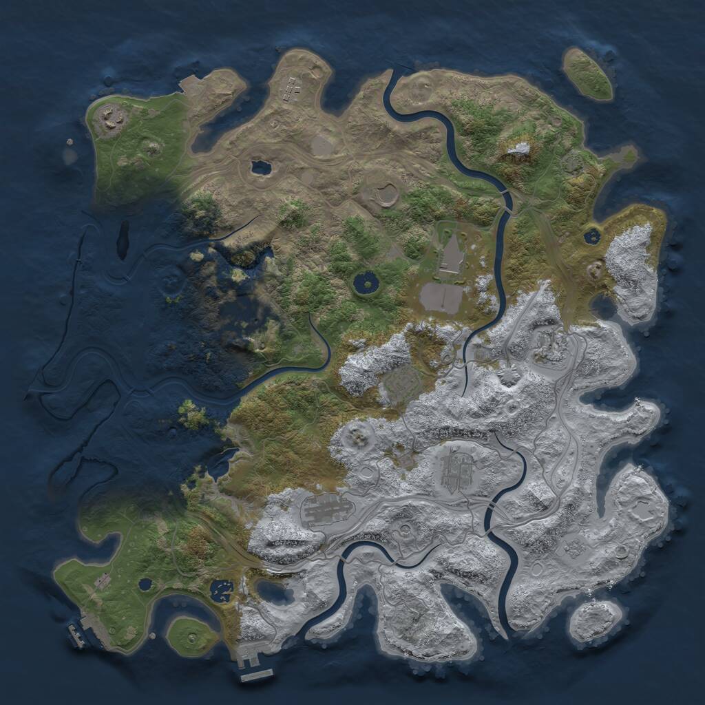 Rust Map: Procedural Map, Size: 4400, Seed: 455774950, 16 Monuments