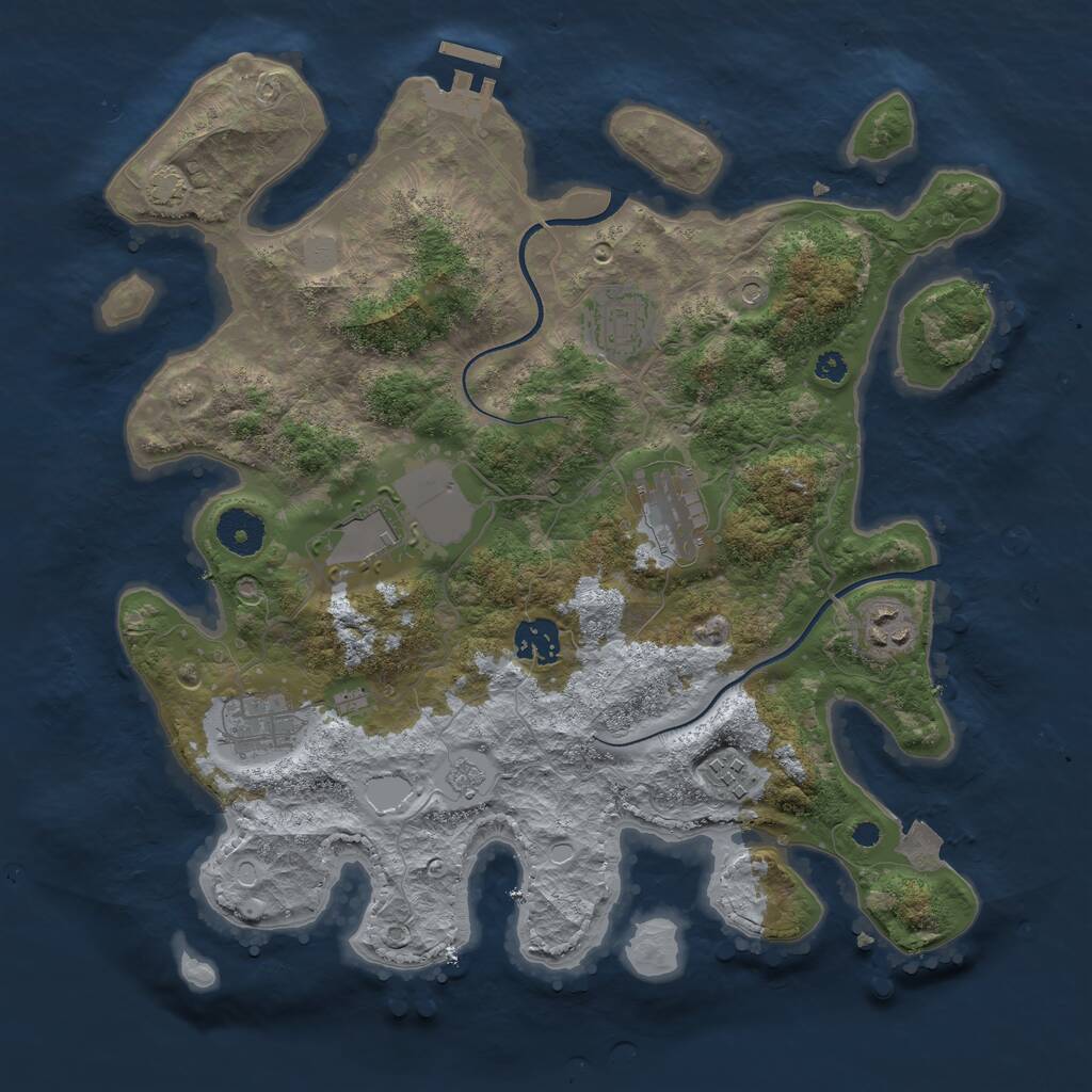 Rust Map: Procedural Map, Size: 3500, Seed: 445693831, 12 Monuments