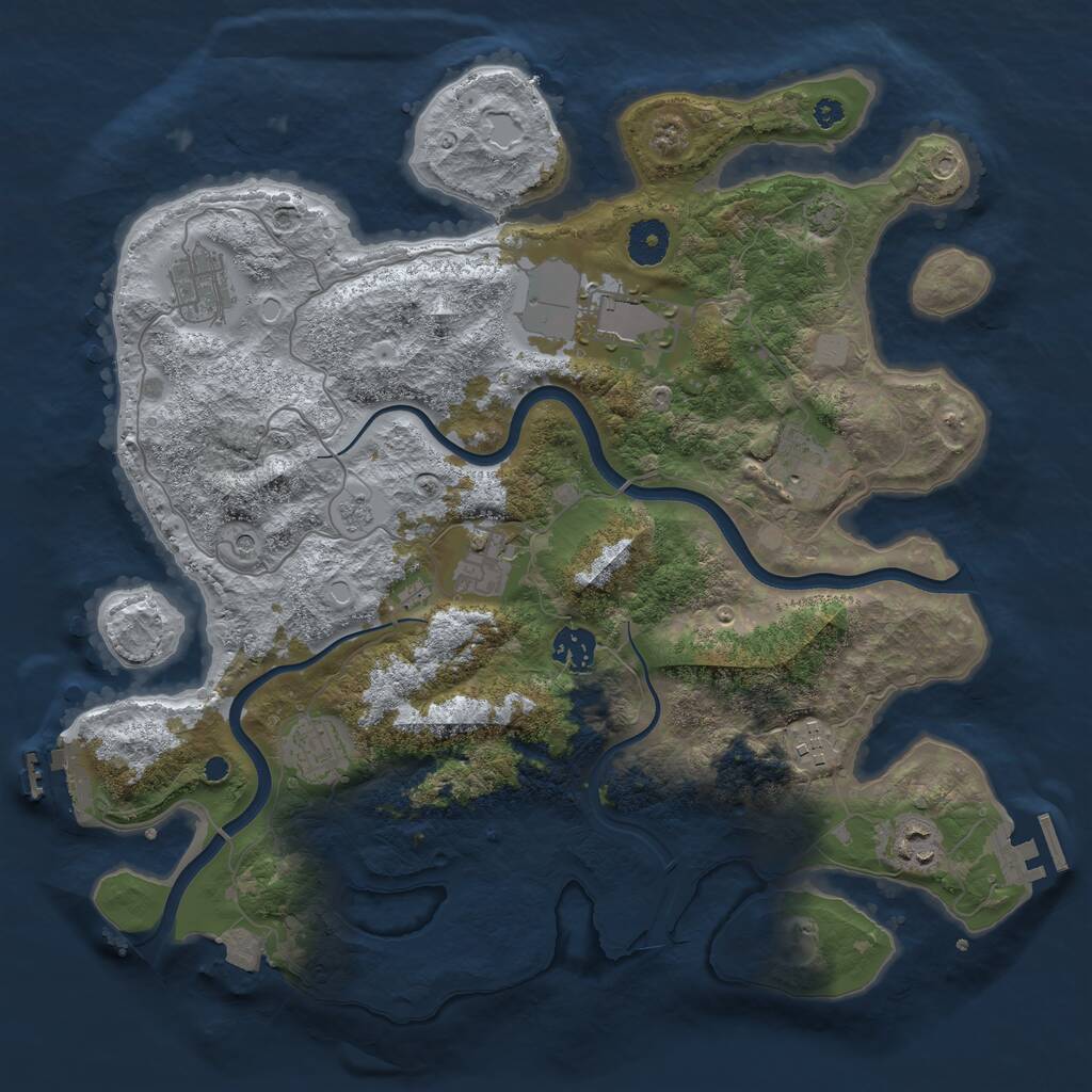 Rust Map: Procedural Map, Size: 3700, Seed: 864969607, 14 Monuments