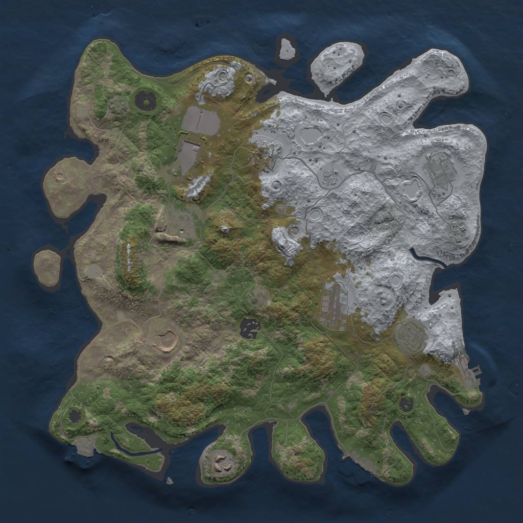 Rust Map: Procedural Map, Size: 3700, Seed: 1523189935, 18 Monuments