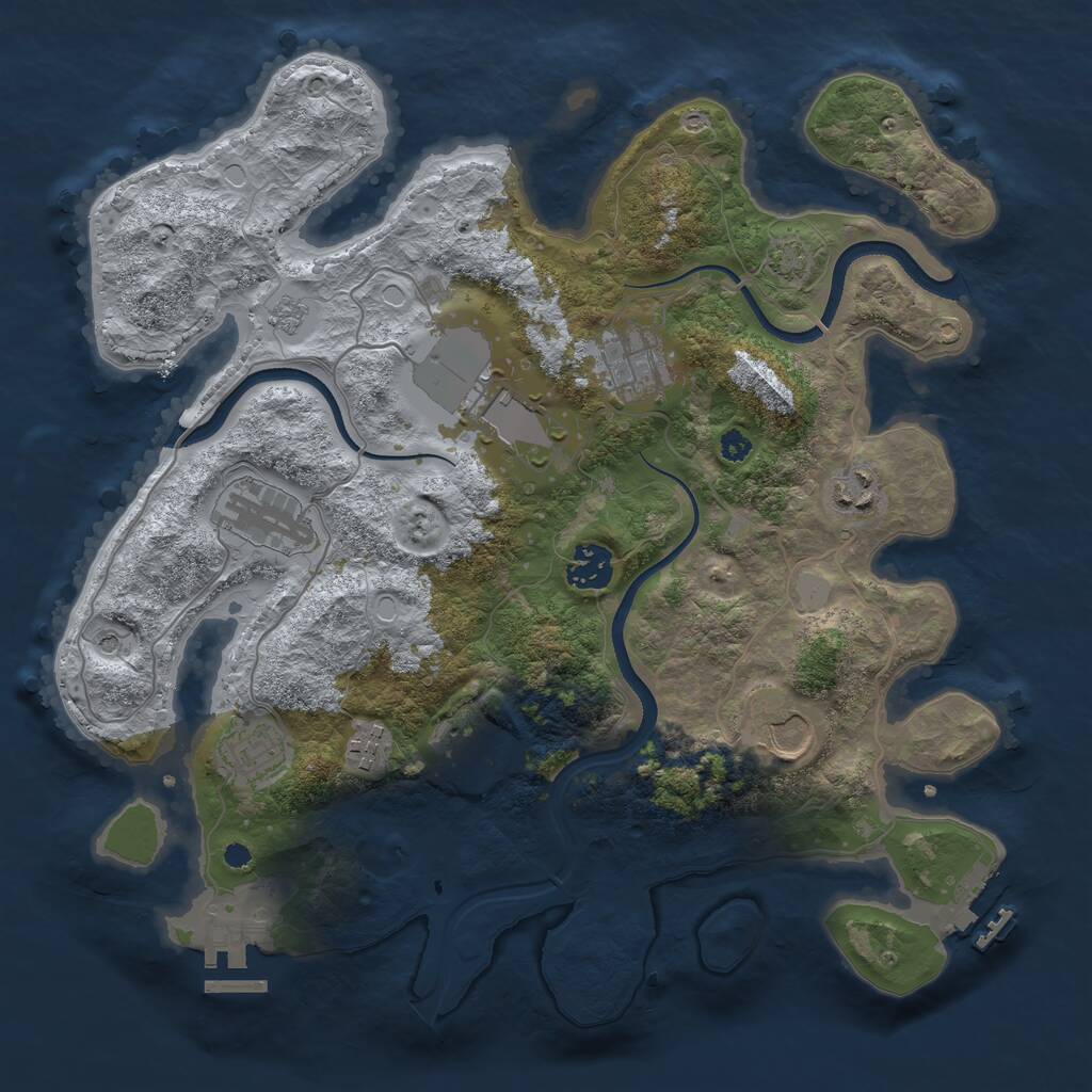 Rust Map: Procedural Map, Size: 3500, Seed: 1000363025, 15 Monuments
