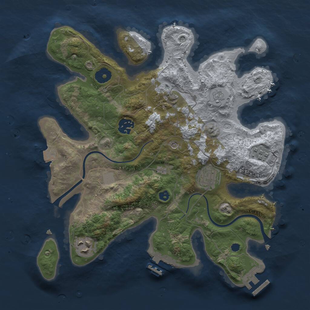 Rust Map: Procedural Map, Size: 3000, Seed: 1211, 10 Monuments