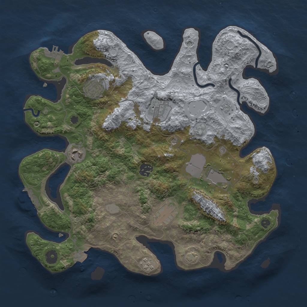 Rust Map: Procedural Map, Size: 3500, Seed: 454887525, 15 Monuments