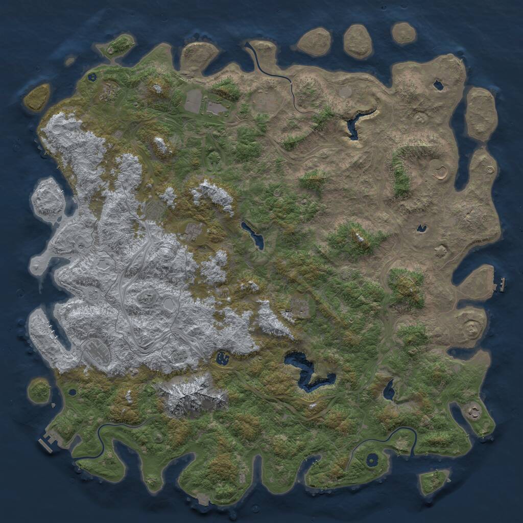 Rust Map: Procedural Map, Size: 6000, Seed: 45657, 17 Monuments