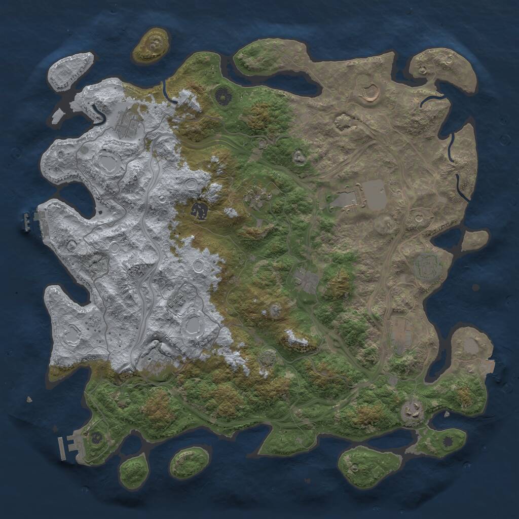 Rust Map: Procedural Map, Size: 4500, Seed: 47369150, 17 Monuments
