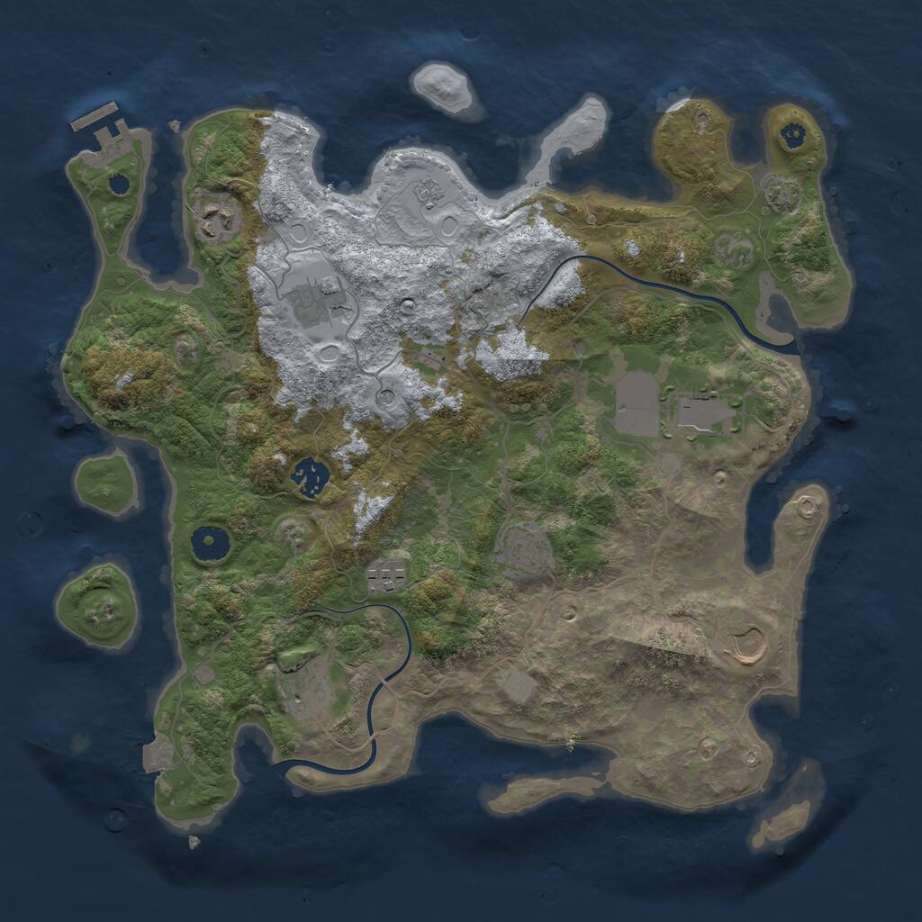 Rust Map: Procedural Map, Size: 3750, Seed: 4968029, 13 Monuments