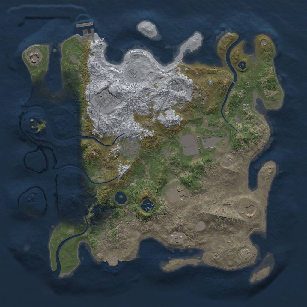 Rust Map: Procedural Map, Size: 3750, Seed: 4968029, 14 Monuments