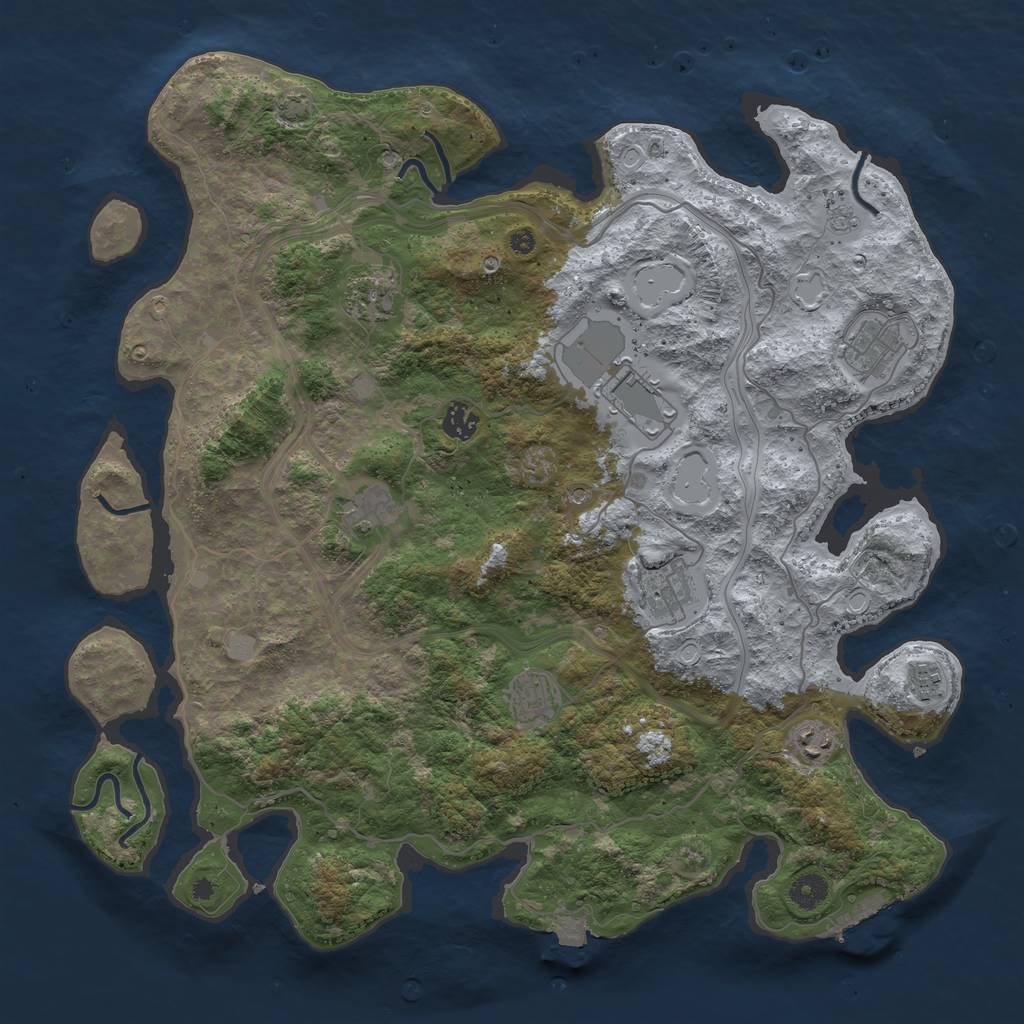 Rust Map: Procedural Map, Size: 4250, Seed: 2024243324, 16 Monuments