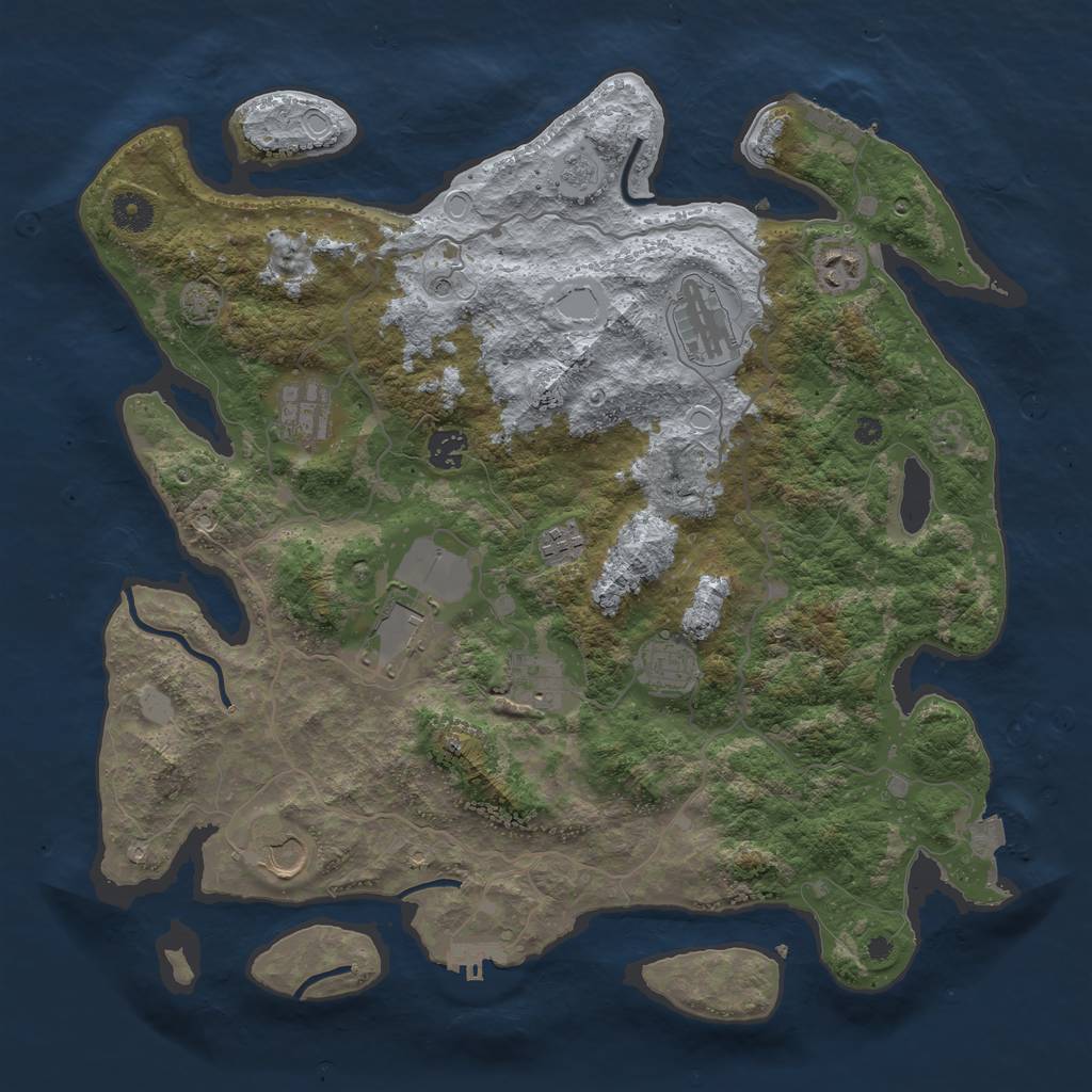 Rust Map: Procedural Map, Size: 4000, Seed: 1881055500, 17 Monuments