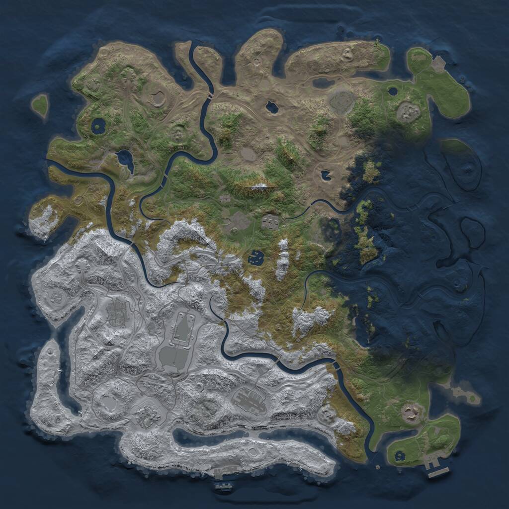 Rust Map: Procedural Map, Size: 4800, Seed: 316864172, 17 Monuments