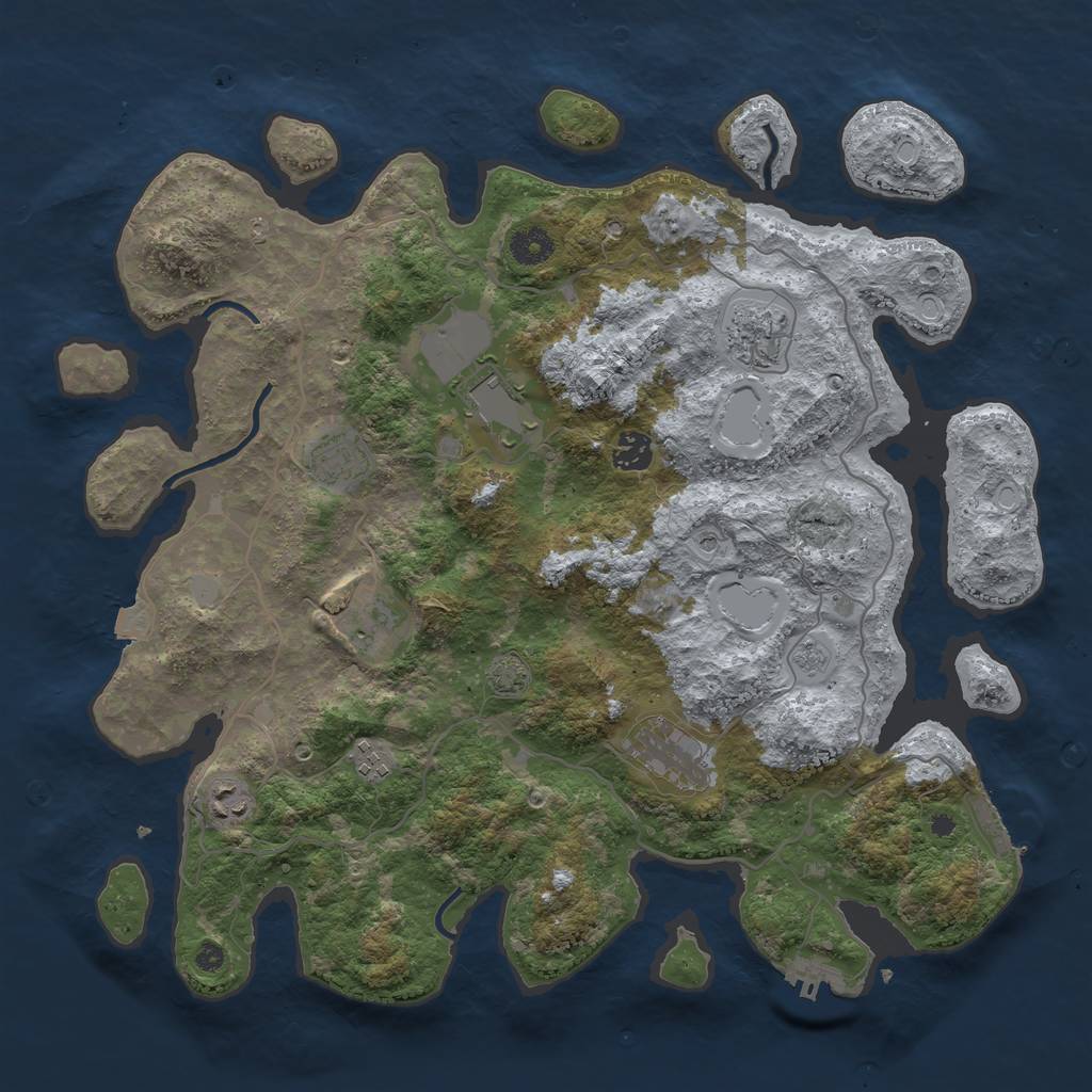 Rust Map: Procedural Map, Size: 4000, Seed: 241341637, 16 Monuments