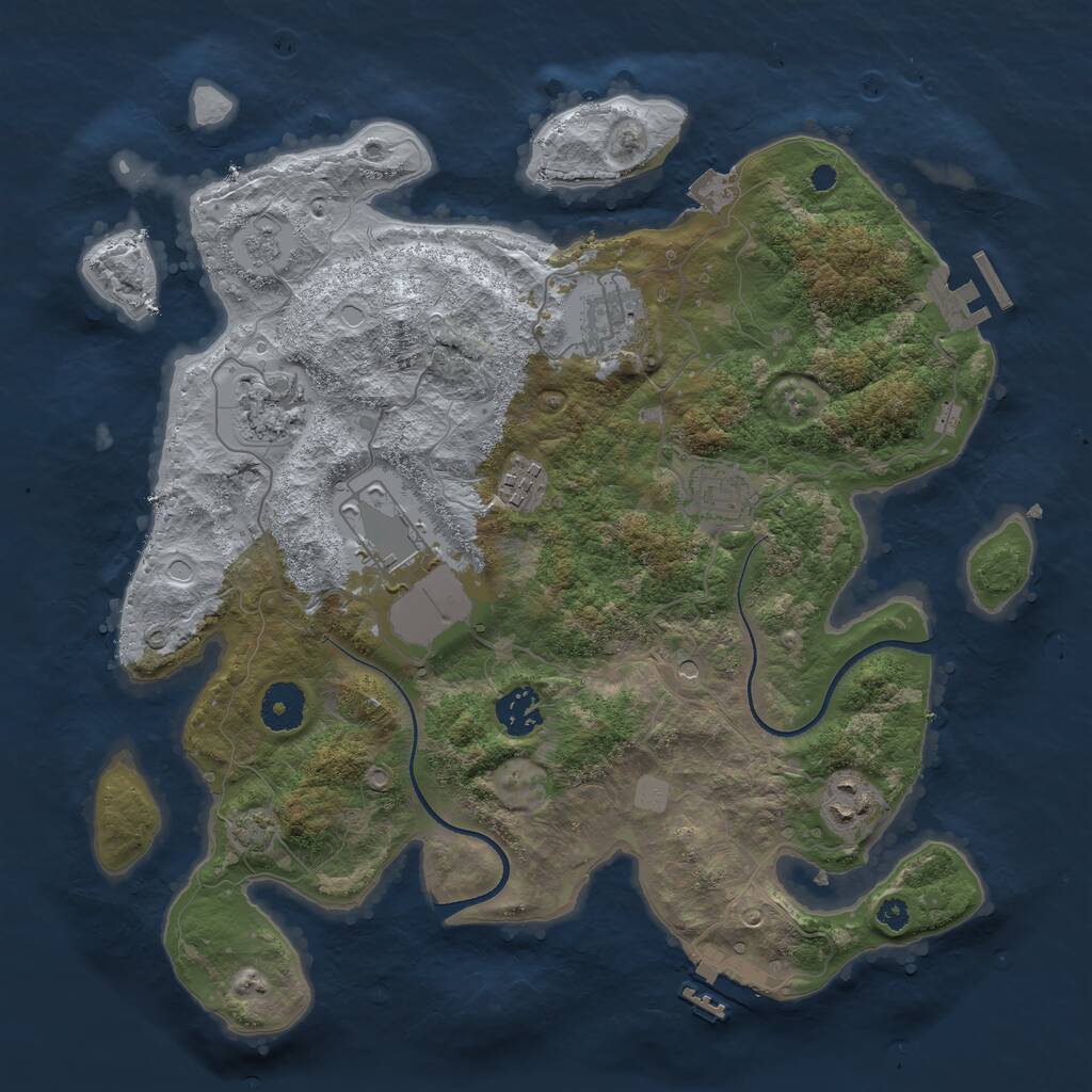 Rust Map: Procedural Map, Size: 3500, Seed: 1433870293, 13 Monuments
