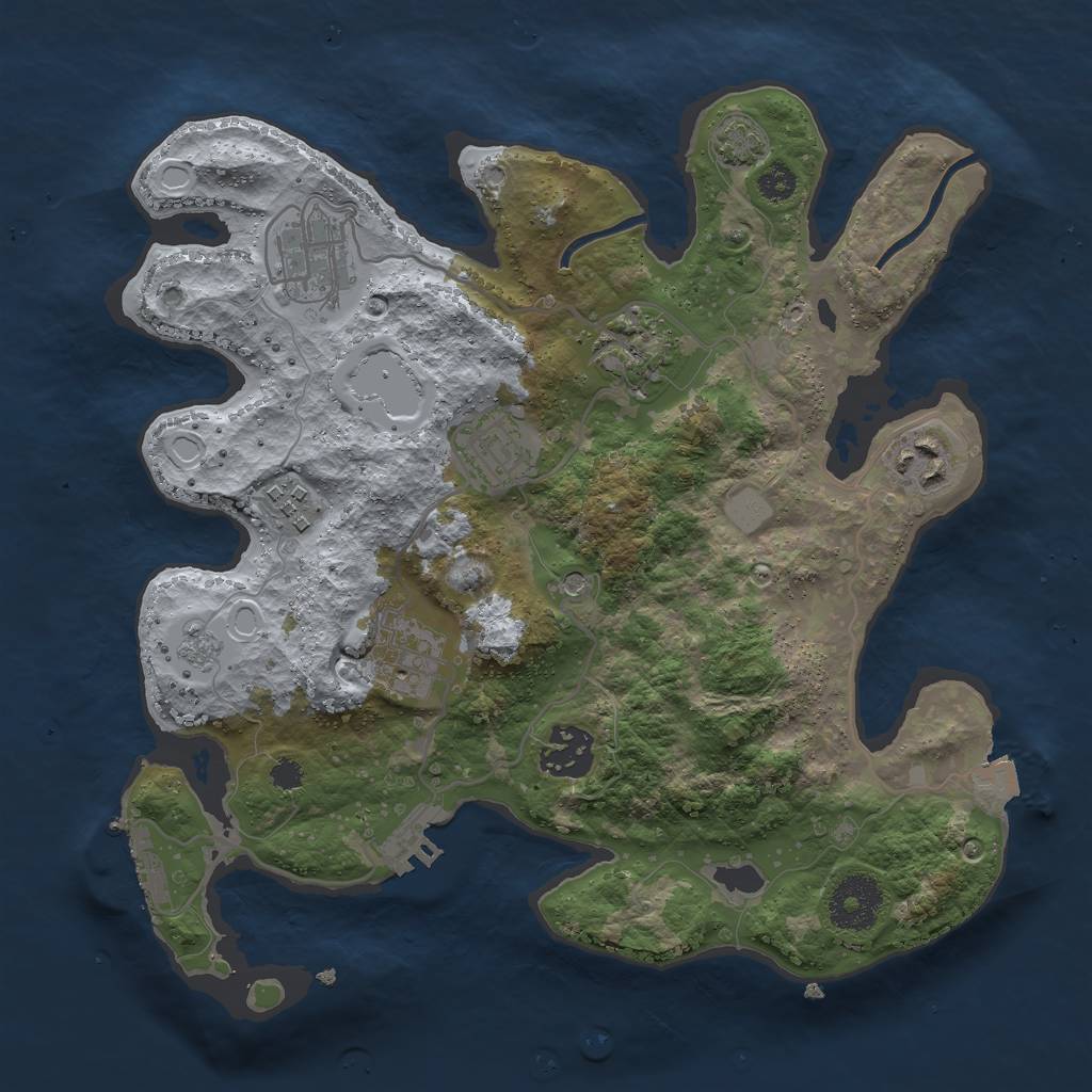 Rust Map: Procedural Map, Size: 3000, Seed: 580923938, 15 Monuments
