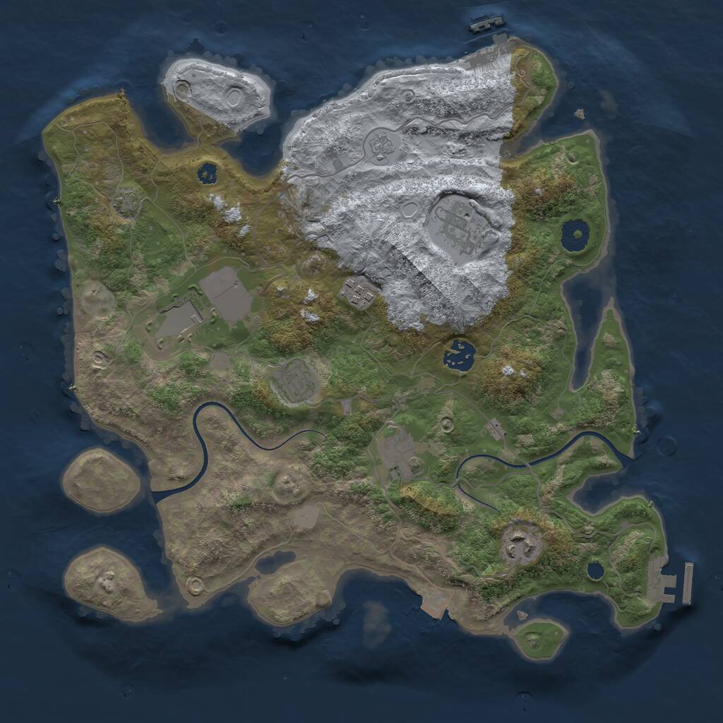 Rust Map: Procedural Map, Size: 3500, Seed: 520224881, 12 Monuments