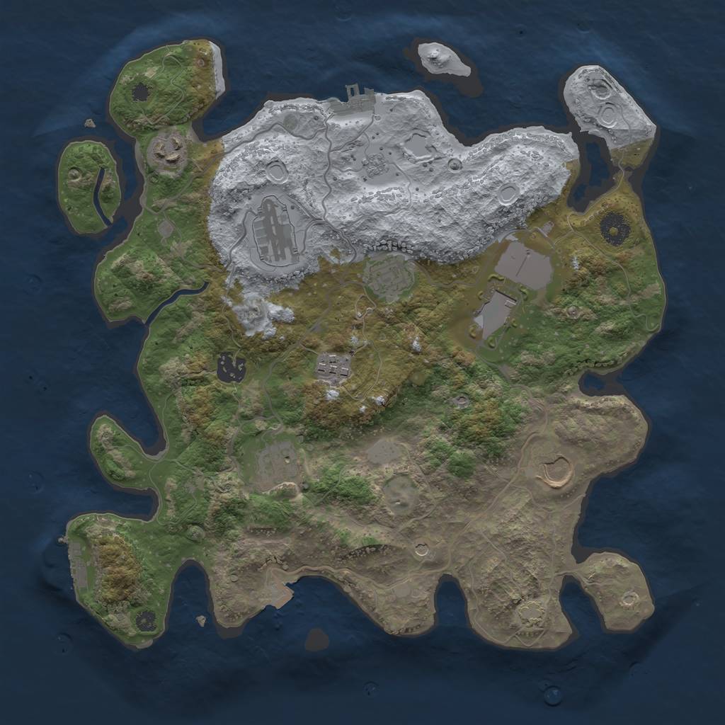 Rust Map: Procedural Map, Size: 3500, Seed: 1092106878, 16 Monuments